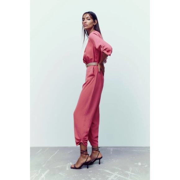 NWT ZARA BELTED WRAP JUMPSUIT - Picture 4 of 15